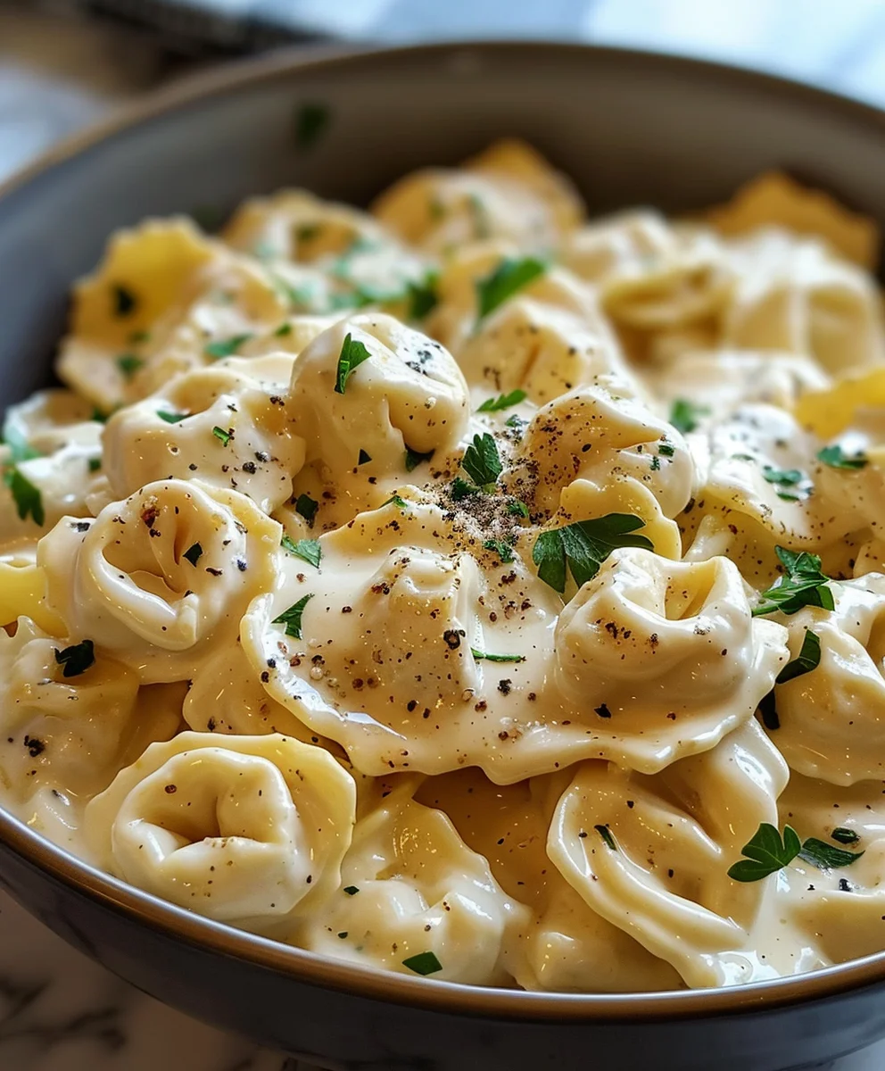 Easy Crockpot Chicken Alfredo Tortellini Recipe