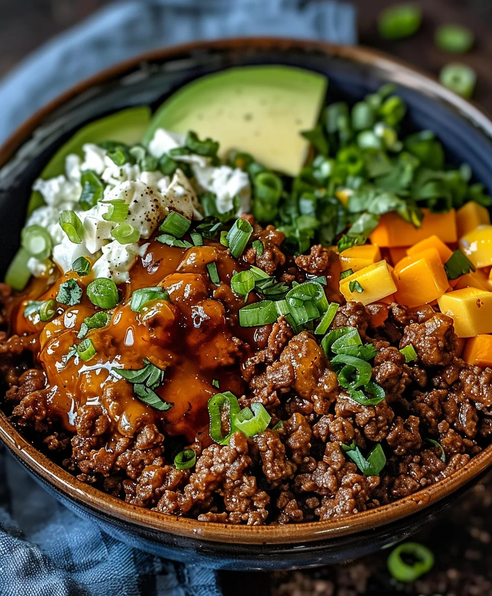 Hot Honey Ground Beef Bowl