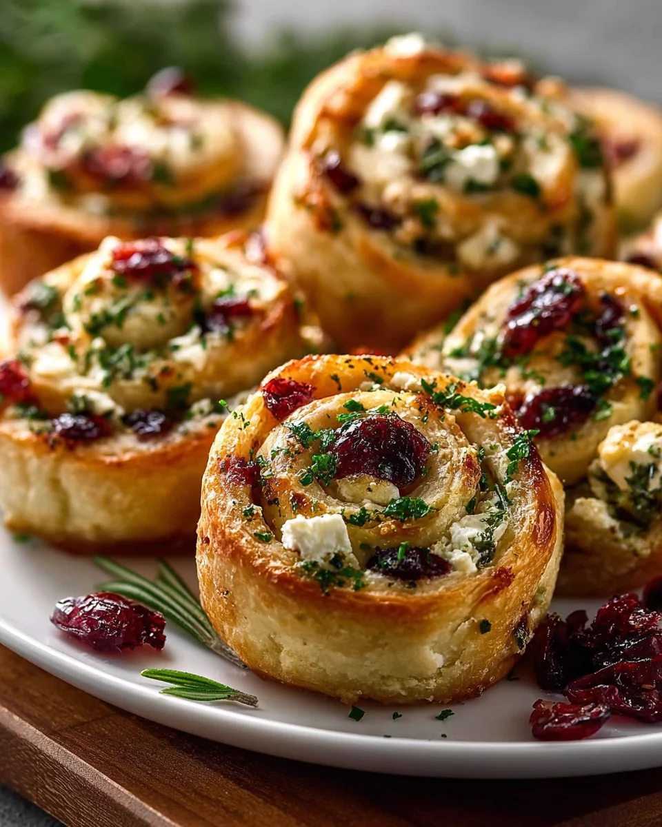Easy Cranberry Cream Cheese Pinwheels with Feta & Herbs