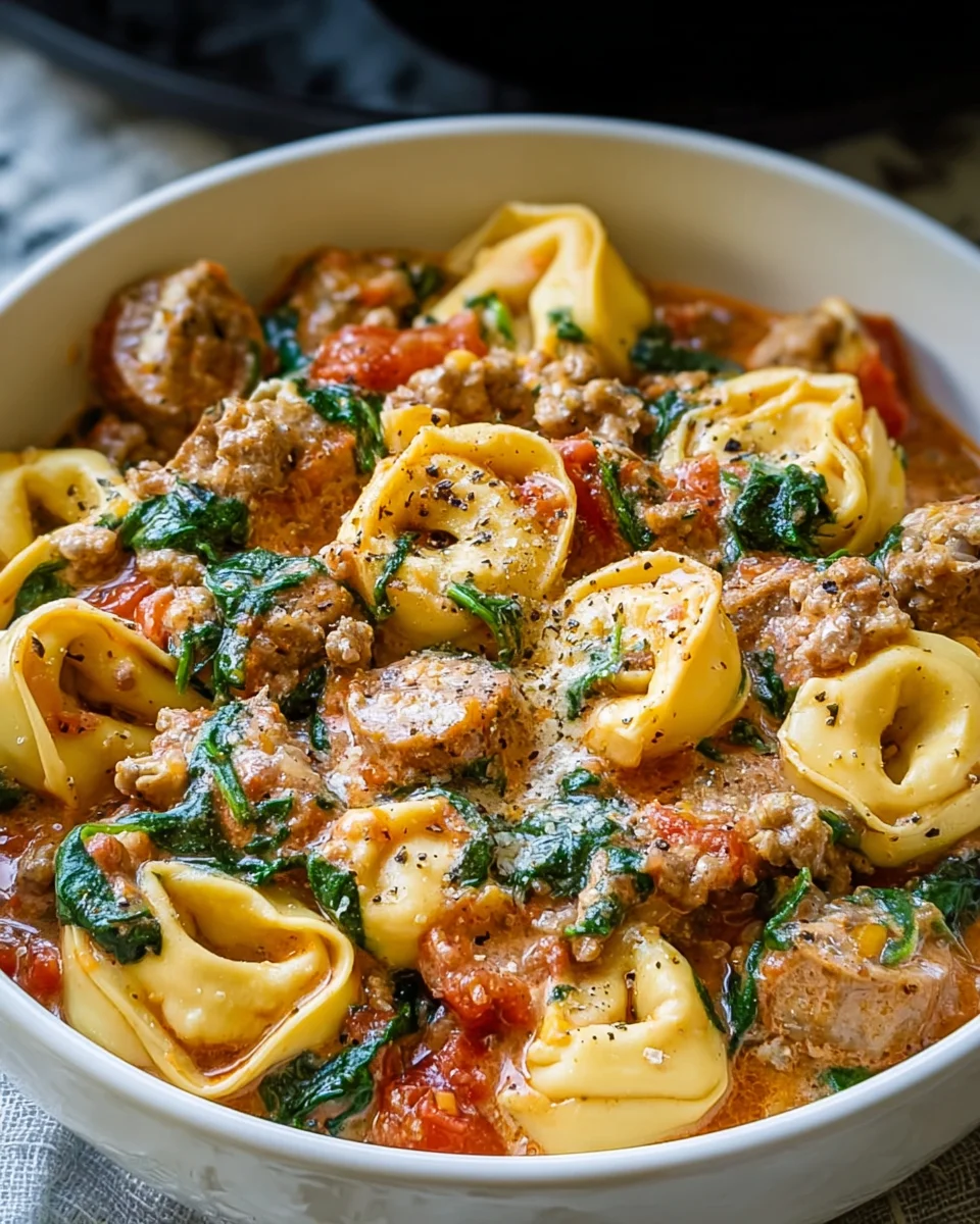 Crockpot Beef Sausage Tortellini: Creamy Comfort Dinner