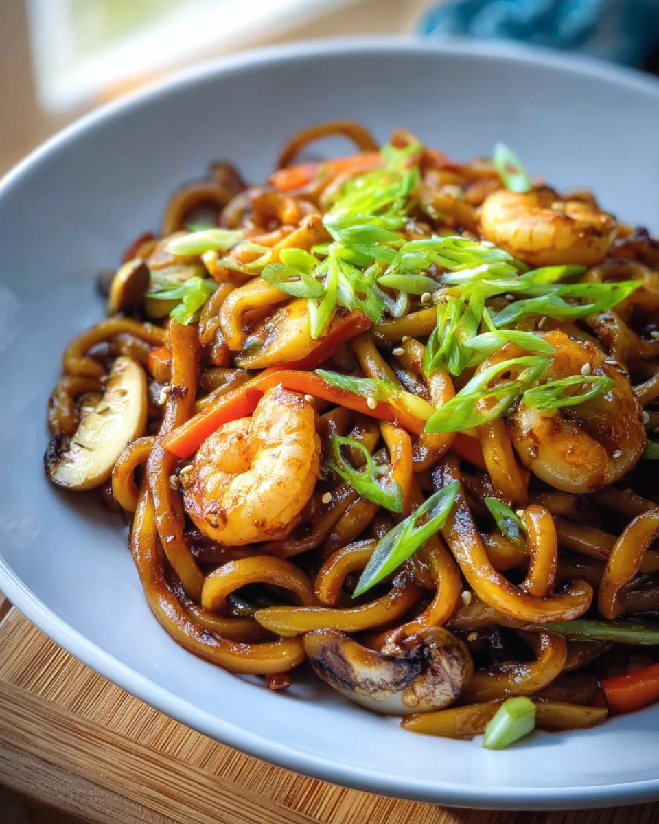 Quick & Easy Yaki Udon With Shrimps for Dinner Tonight