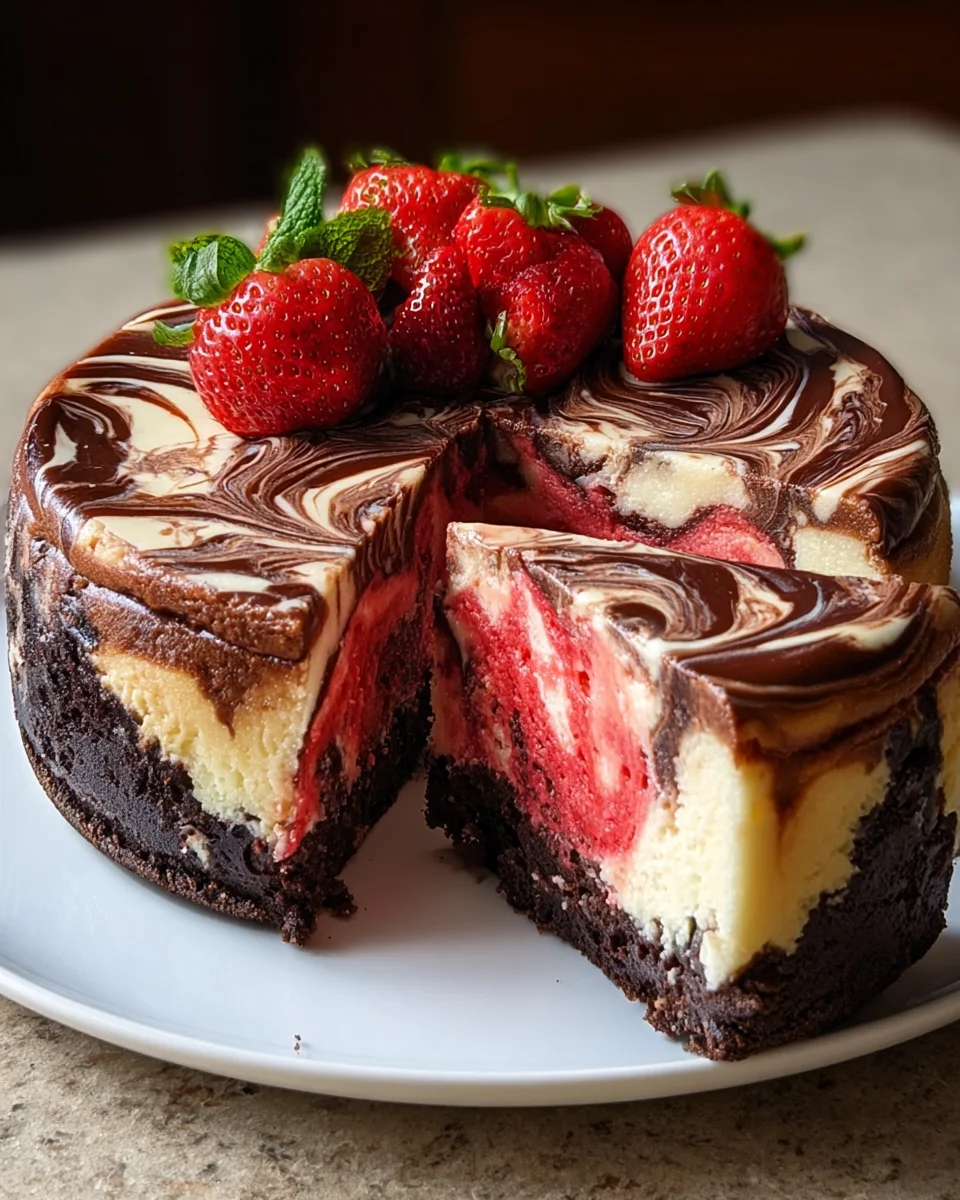 Chocolate Strawberry Swirl Cheesecake Recipe - Delicious!