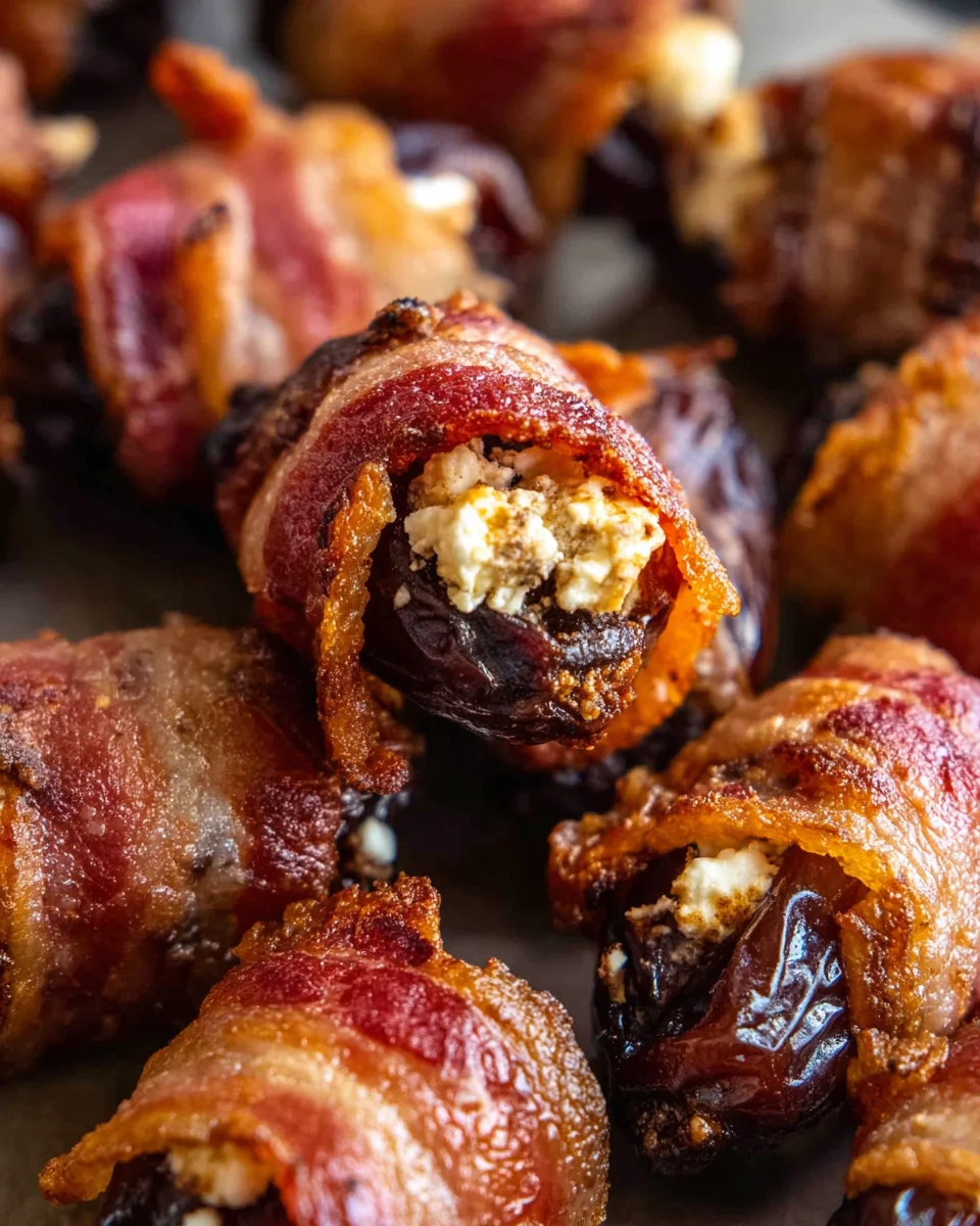 Goat Cheese Stuffed Dates Wrapped in Crispy Beef Bacon