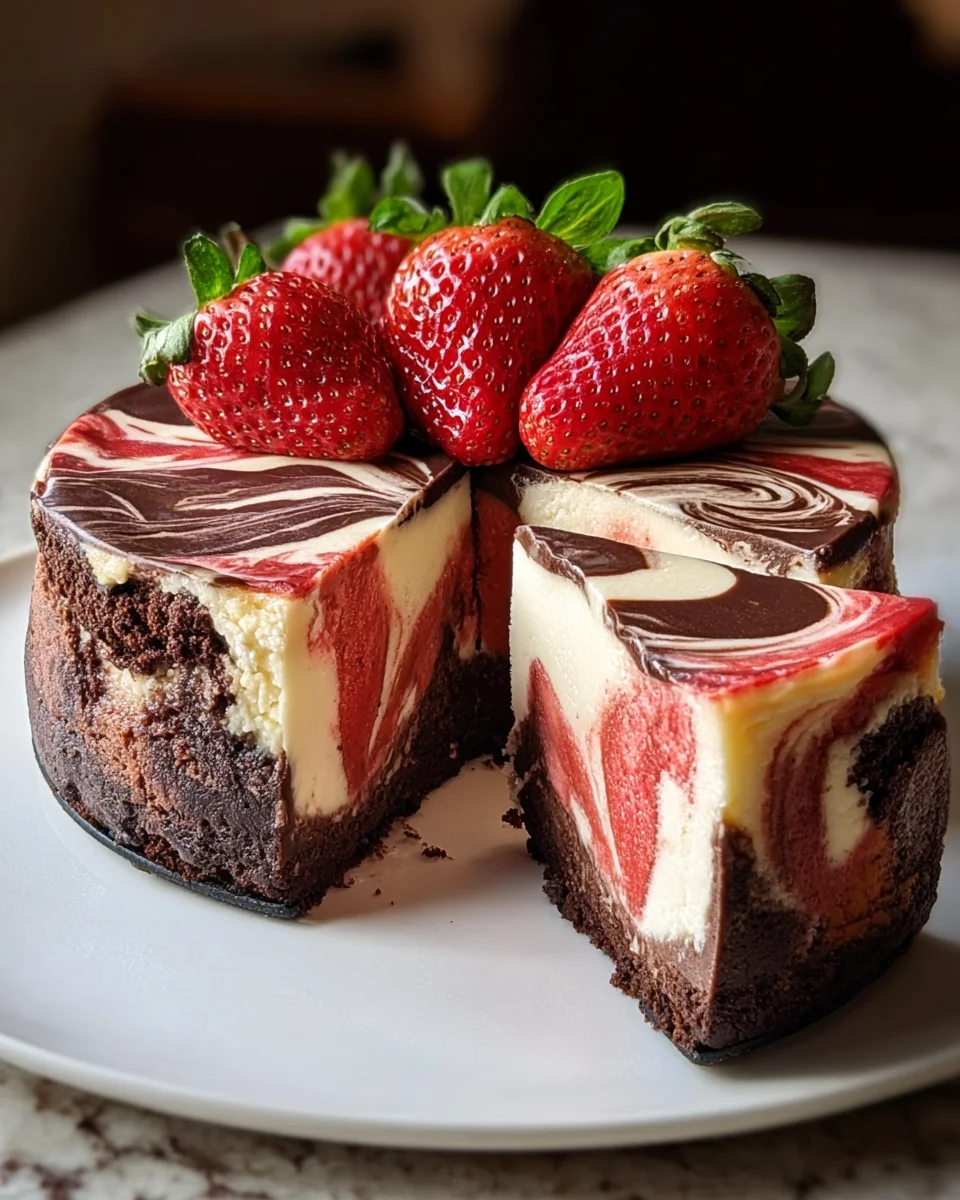 Chocolate Strawberry Swirl Cheesecake Recipe - Delicious!