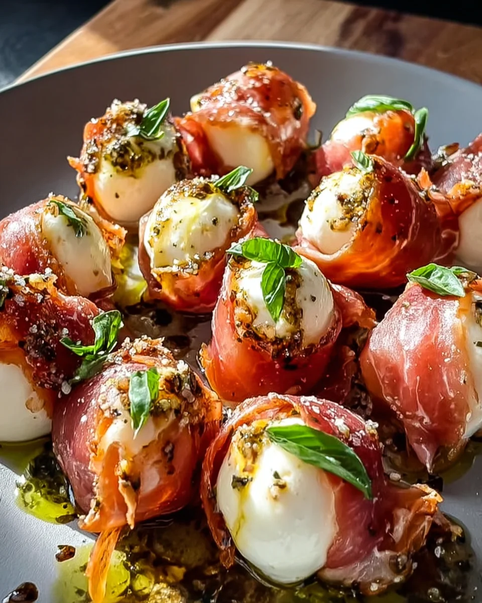 Beef Prosciutto Wrapped Mozzarella Bites: Savory Appetizer!
