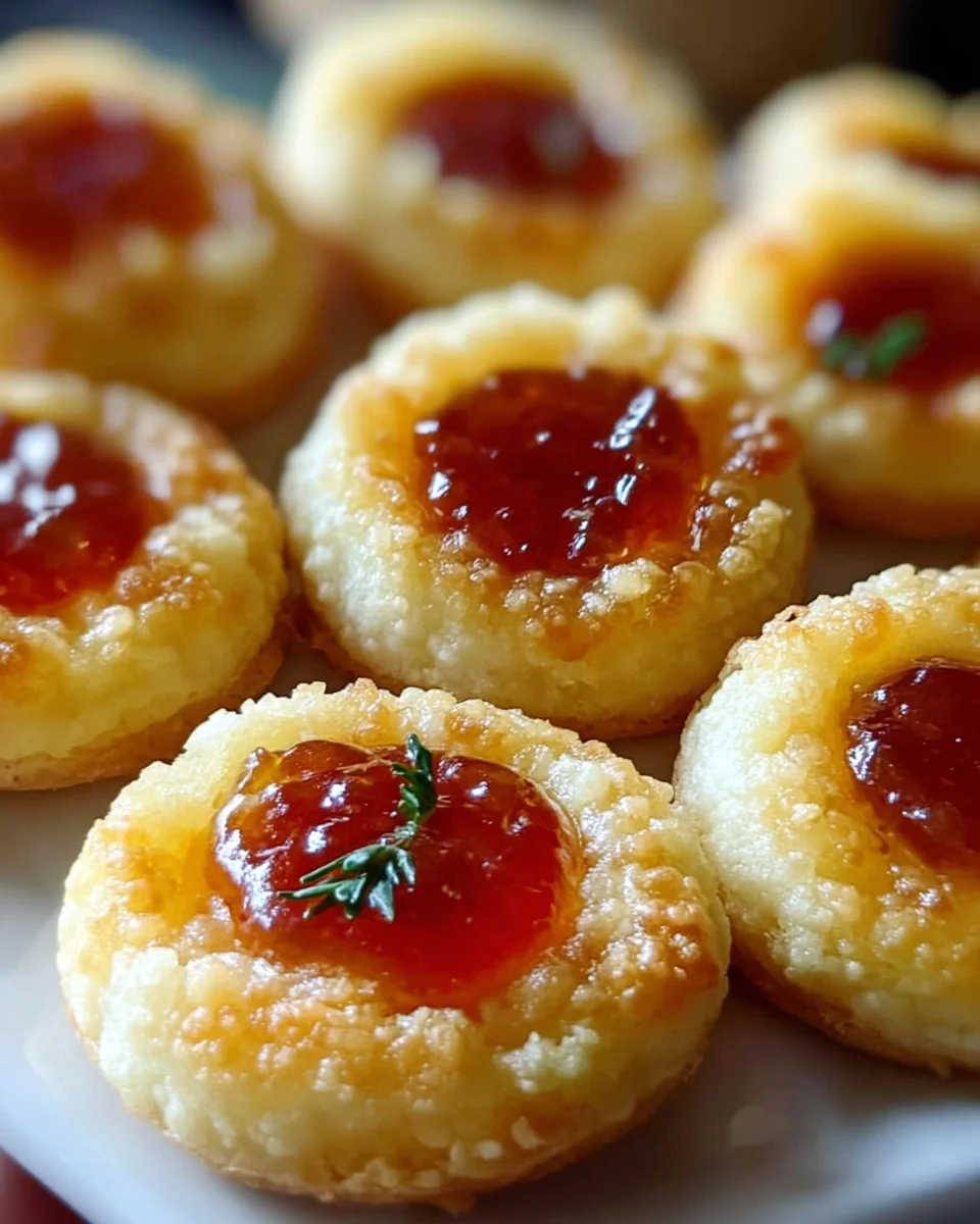 Cheesy Thumbprint Appetizers with Hot Pepper Jelly Kick!