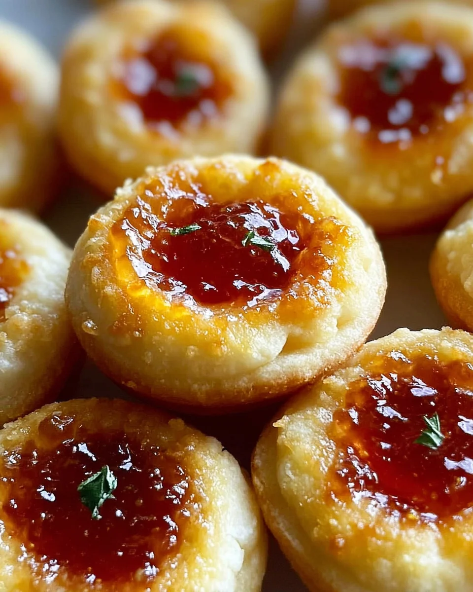 Cheesy Thumbprint Appetizers with Hot Pepper Jelly Kick!