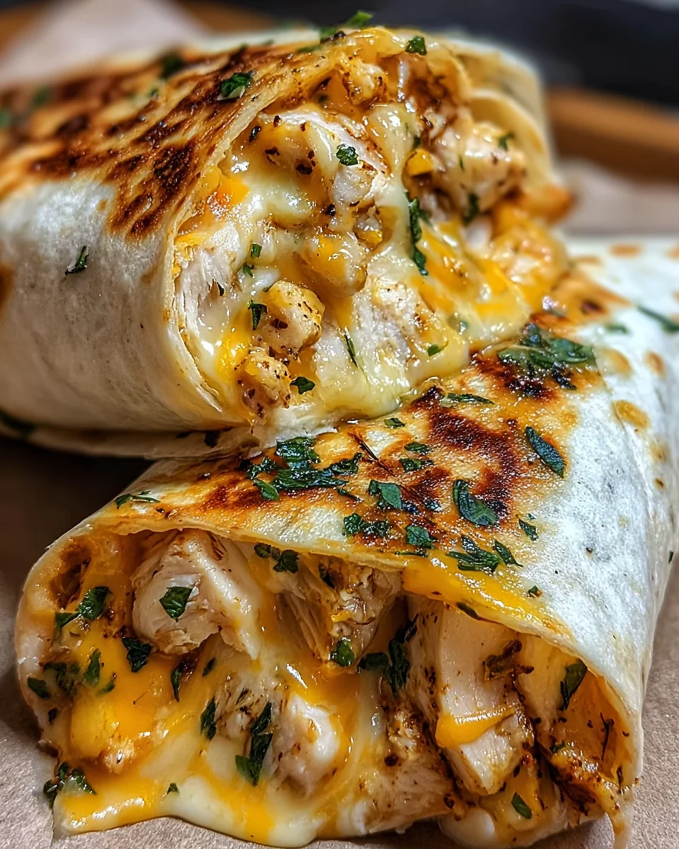 Ultimate Ooey Gooey Cheesy Garlic Chicken Wraps Recipe