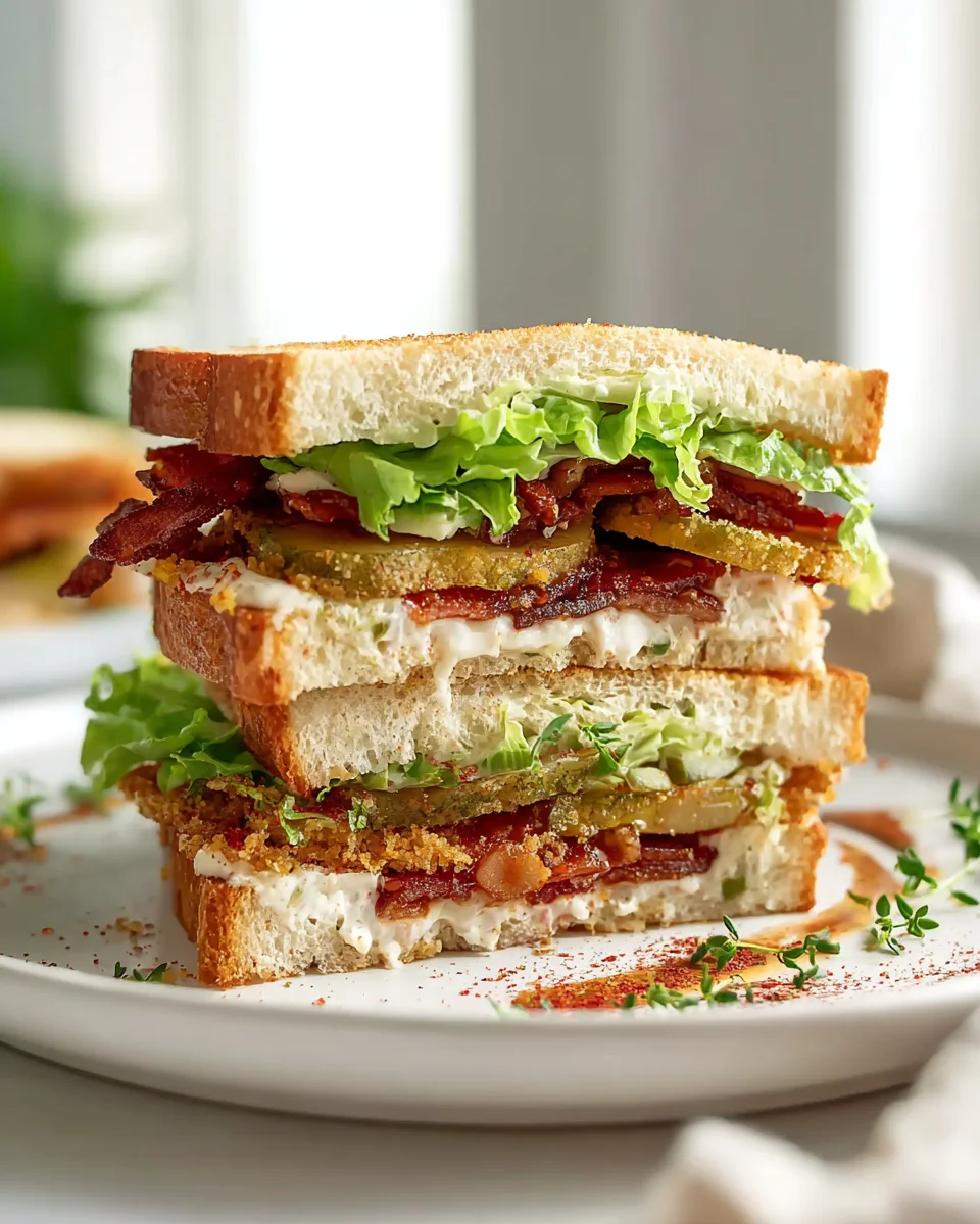 Ultimate Crunchy Fried Green Tomato Beef BLT Sandwich