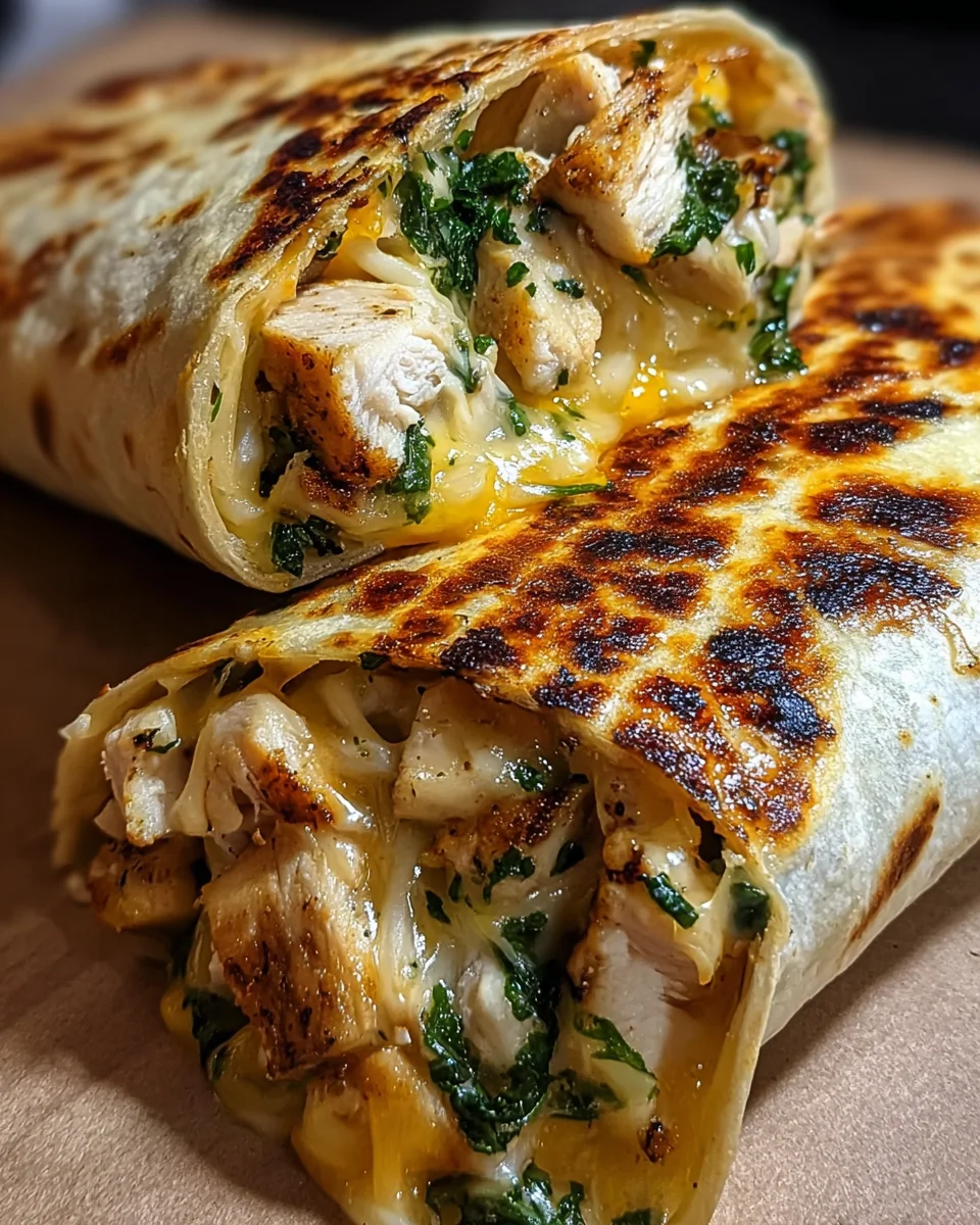 Ultimate Ooey Gooey Cheesy Garlic Chicken Wraps Recipe