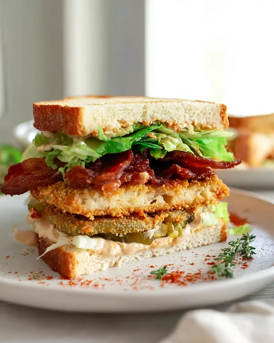 Ultimate Crunchy Fried Green Tomato Beef BLT Sandwich