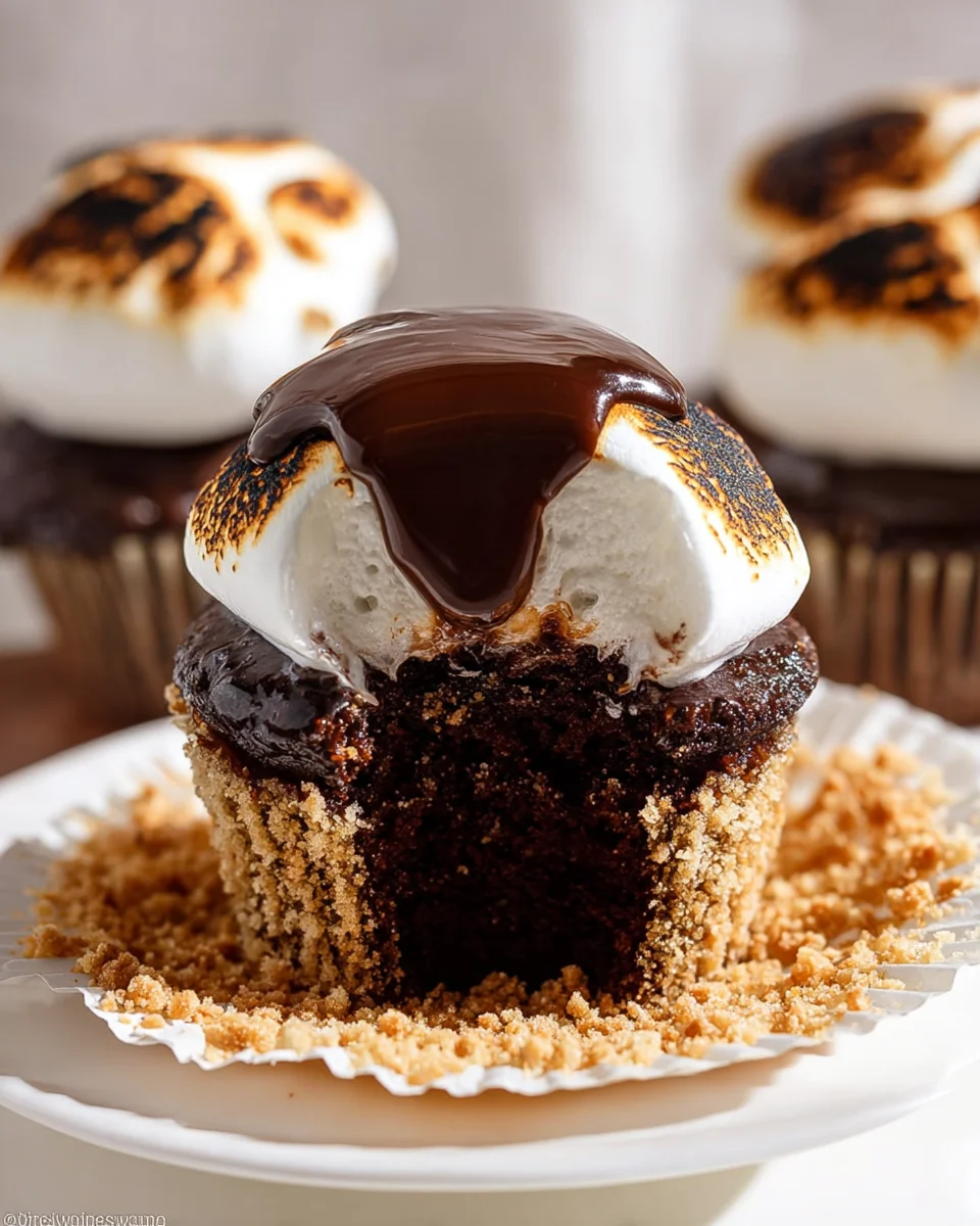 S'mores Cupcakes: Gooey Marshmallow & Chocolatey Goodness!