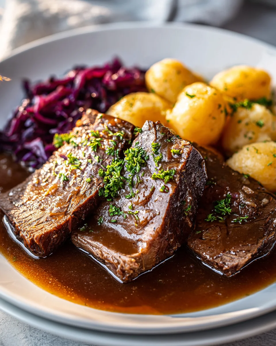 Delicious Sauerbraten German Pot Roast Recipe with Beef Tips