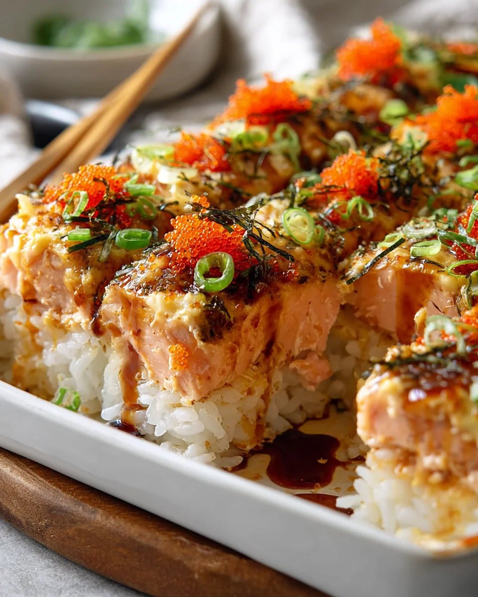 Spicy Salmon Sushi Bake: Easy & Delicious Dinner Recipe!