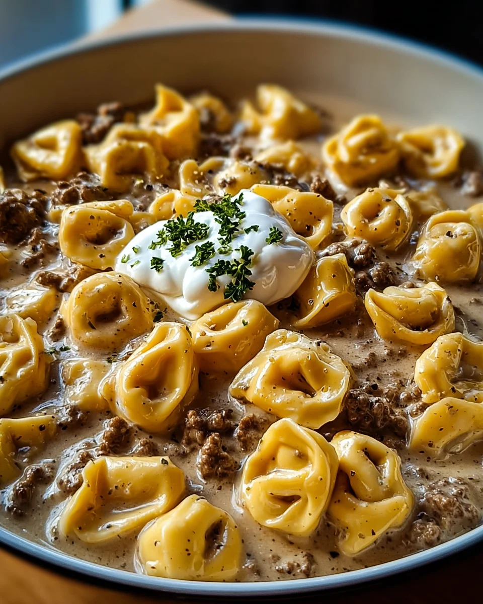 Creamy Beef Stroganoff Tortellini Skillet Recipe Delight
