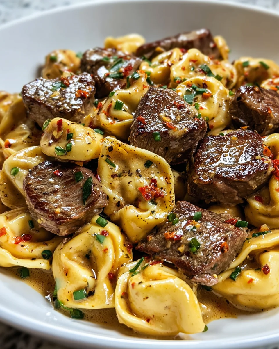 One Pan Cowboy Butter Tortellini Steak Bites Dinner