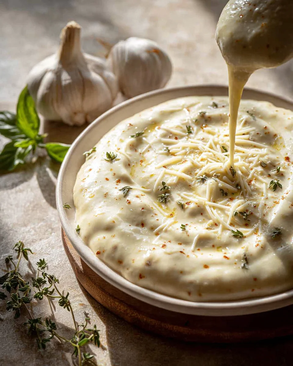 Creamy White Garlic Pizza Sauce for Homemade Pizza