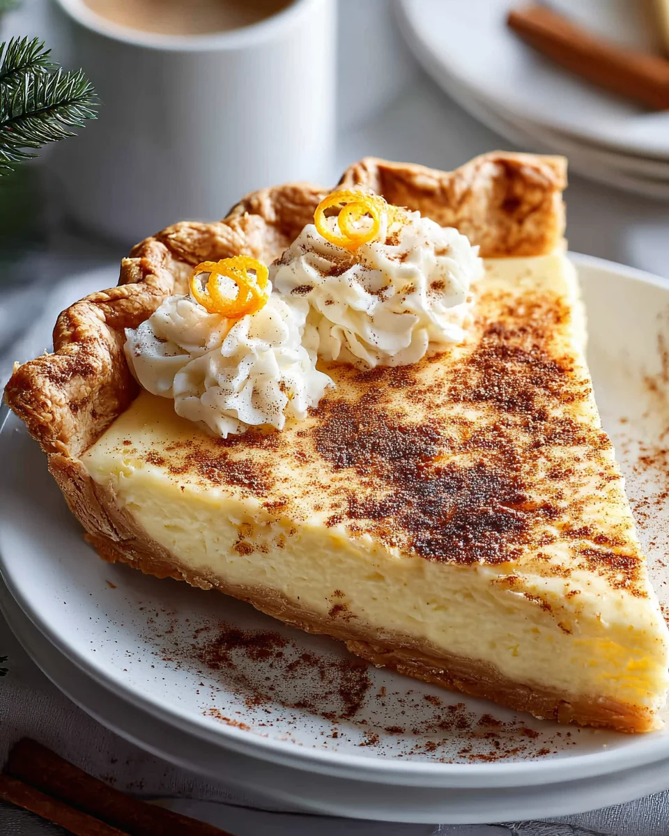 Creamy Christmas Eve Cinnamon Vanilla Custard Pie Delight