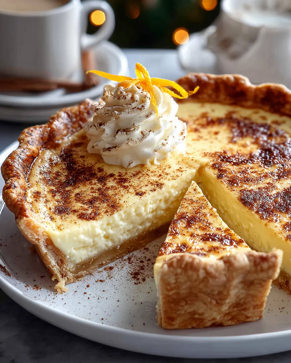 Creamy Christmas Eve Cinnamon Vanilla Custard Pie Delight