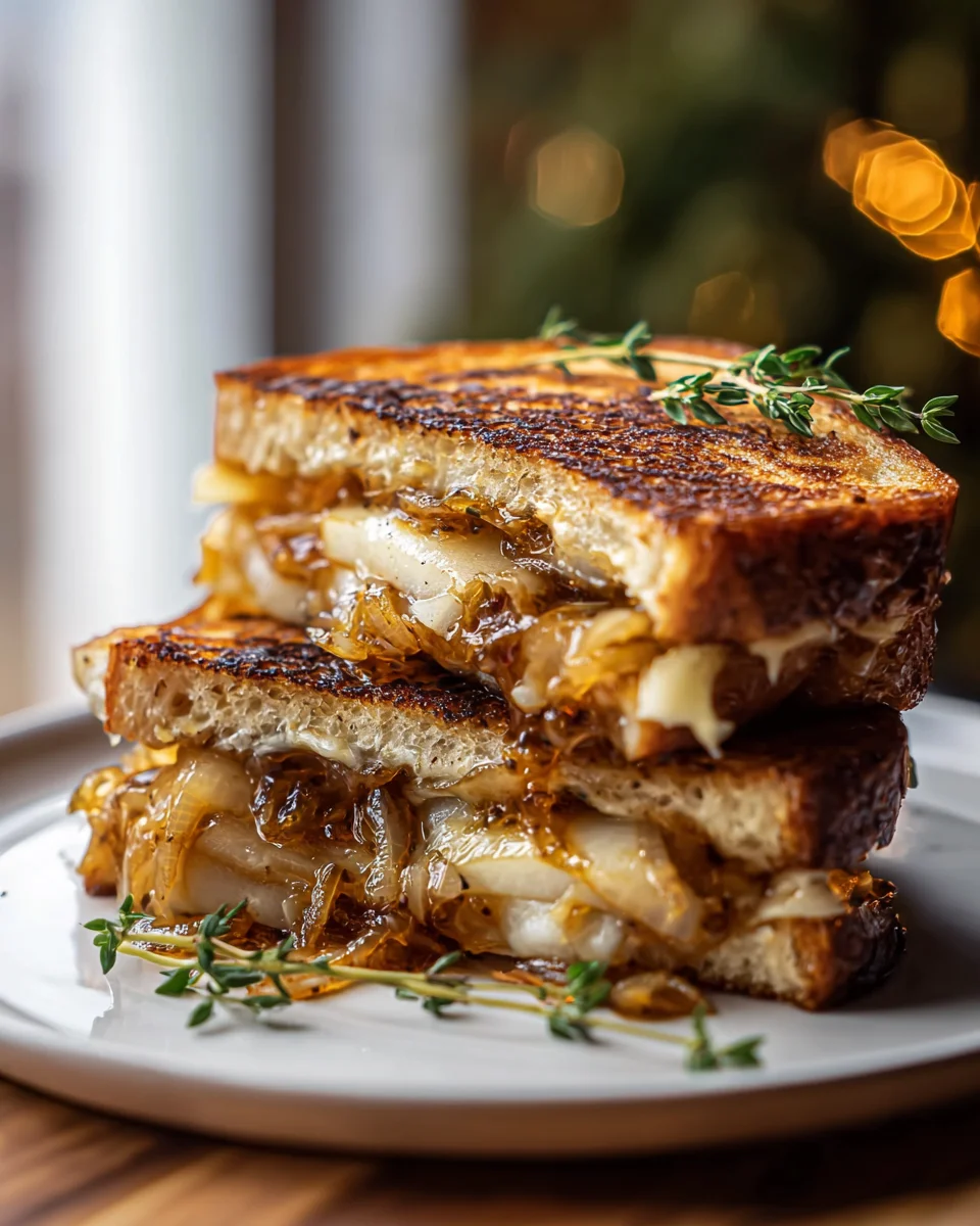 Delicious Pear Apple Grilled Cheese with Caramelized Onions