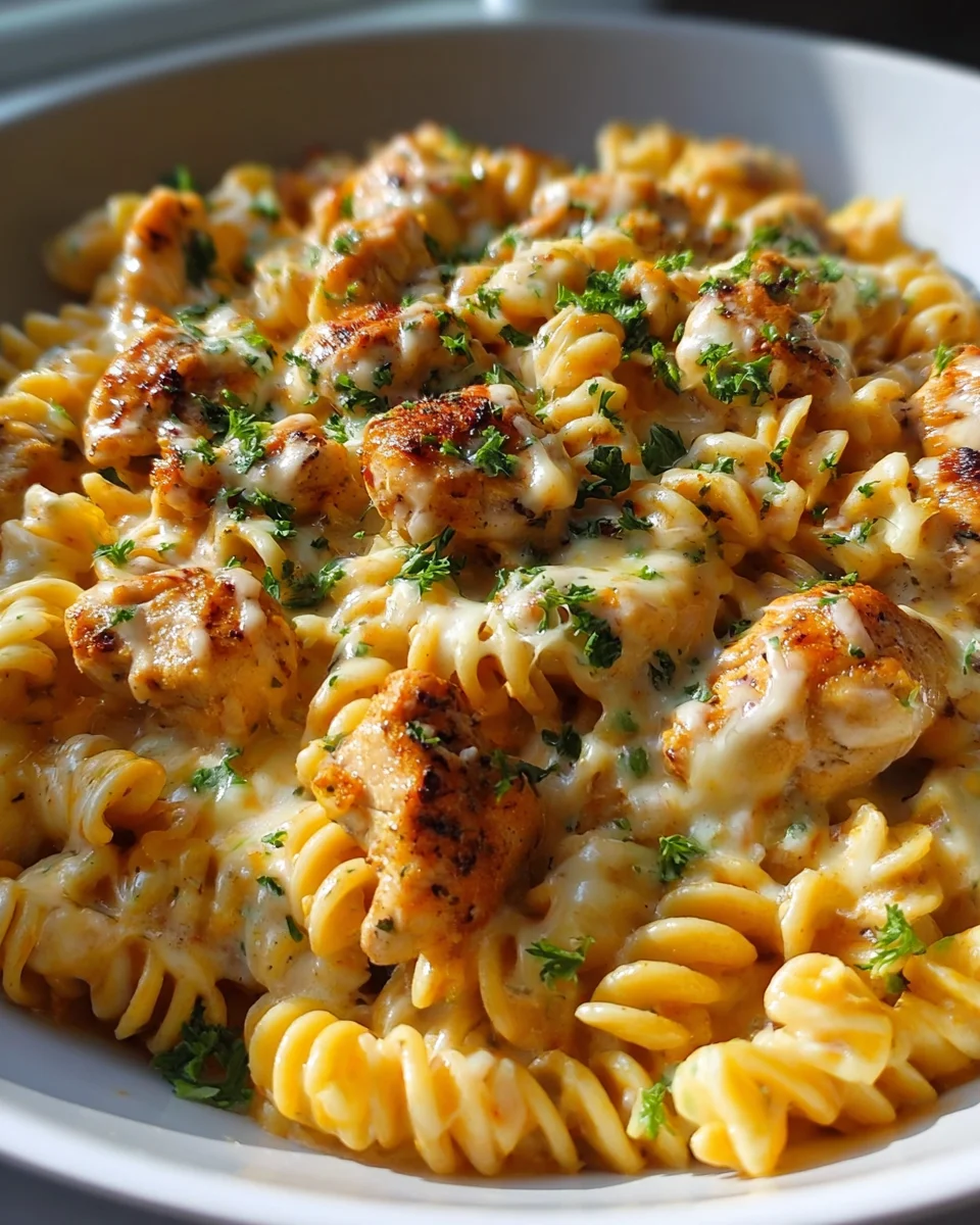 Easy Cheesy Cajun Chicken Rotini Skillet Dinner