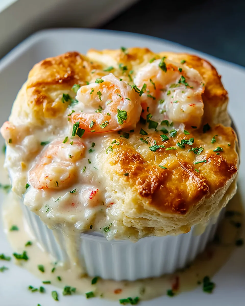 Shrimp Lobster Cheddar Bay Biscuit Pot Pie Delight Recipe