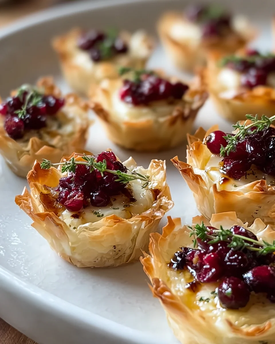 Cranberry Brie Thyme Phyllo Cups: Festive Sweet & Savory Treat