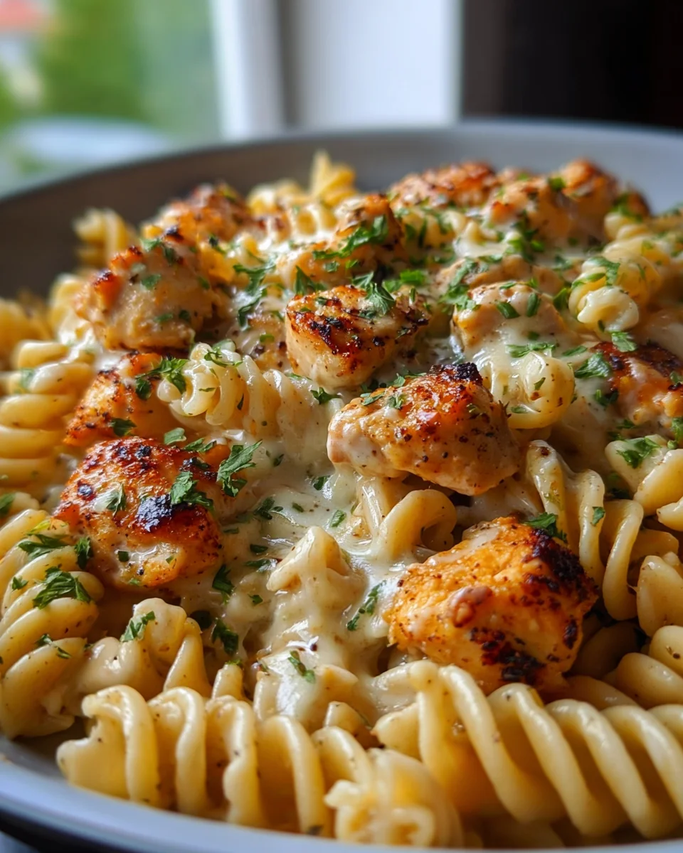 Easy Cheesy Cajun Chicken Rotini Skillet Dinner