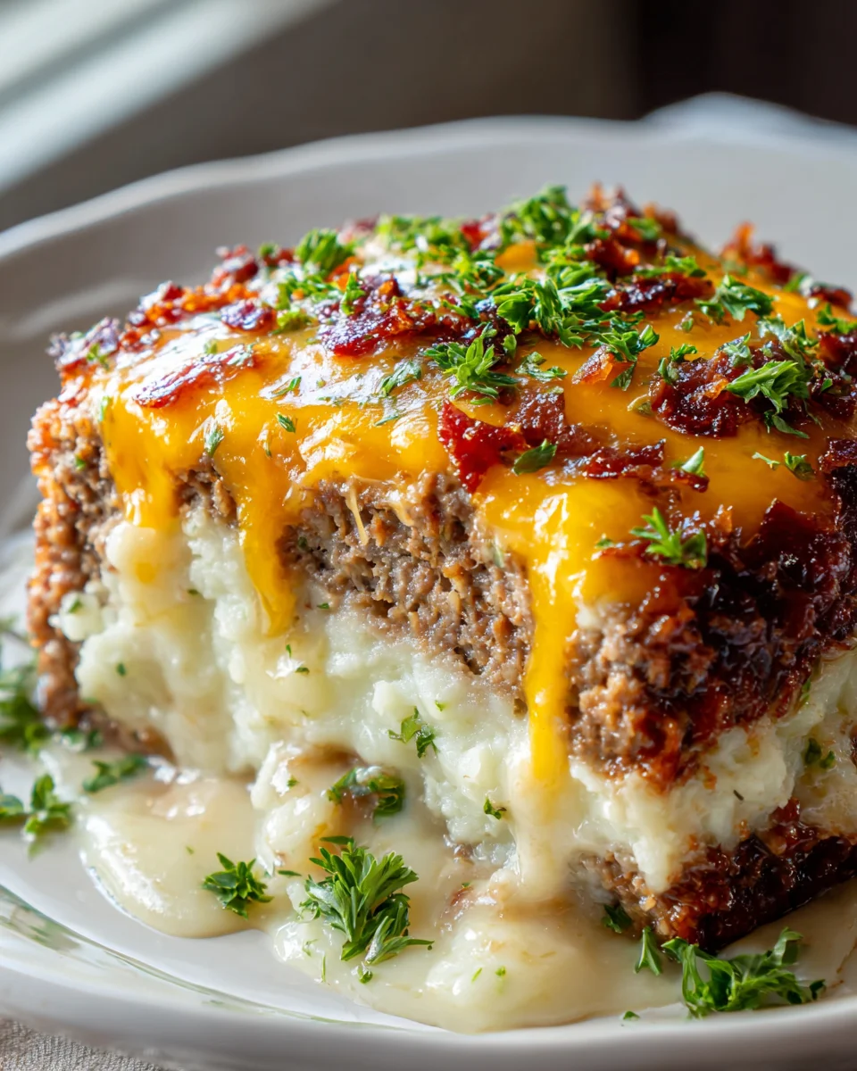 Hearty Meatloaf with Cheesy Mashed Potatoes Recipe