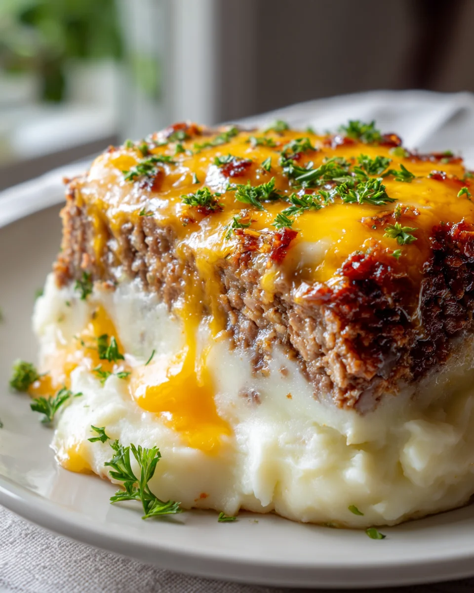 Hearty Meatloaf with Cheesy Mashed Potatoes Recipe