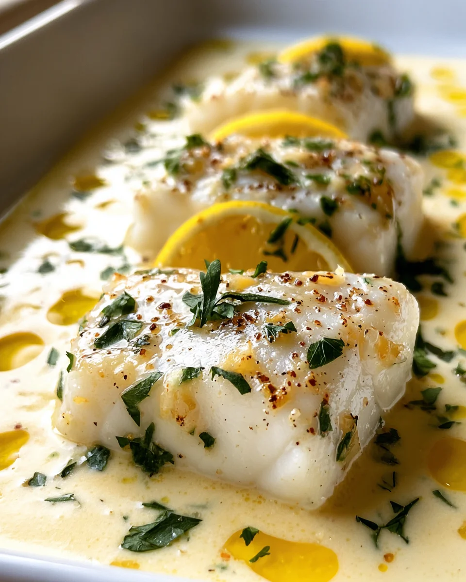 Easy Baked Cod with Coconut Lemon Cream Sauce Recipe
