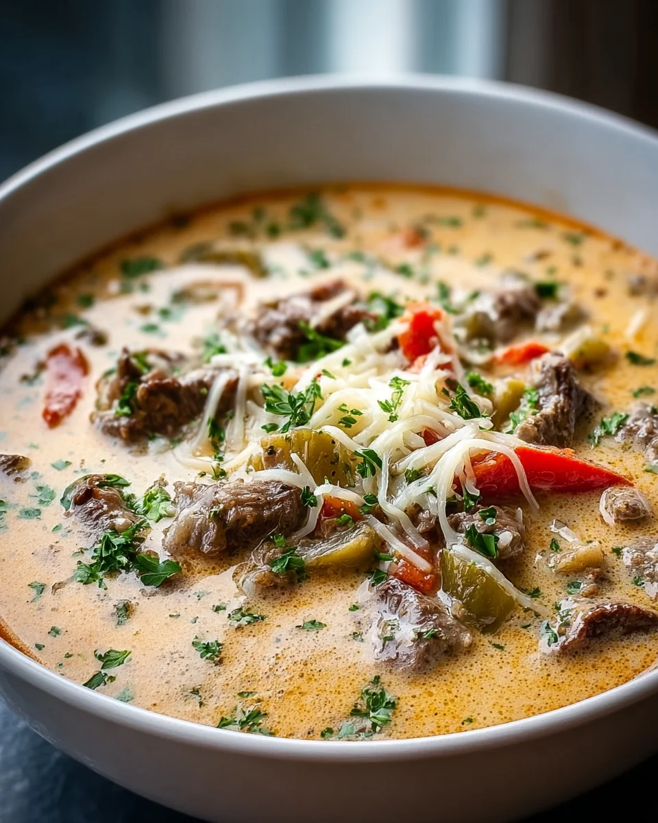 Creamy Philly Cheese Steak Soup