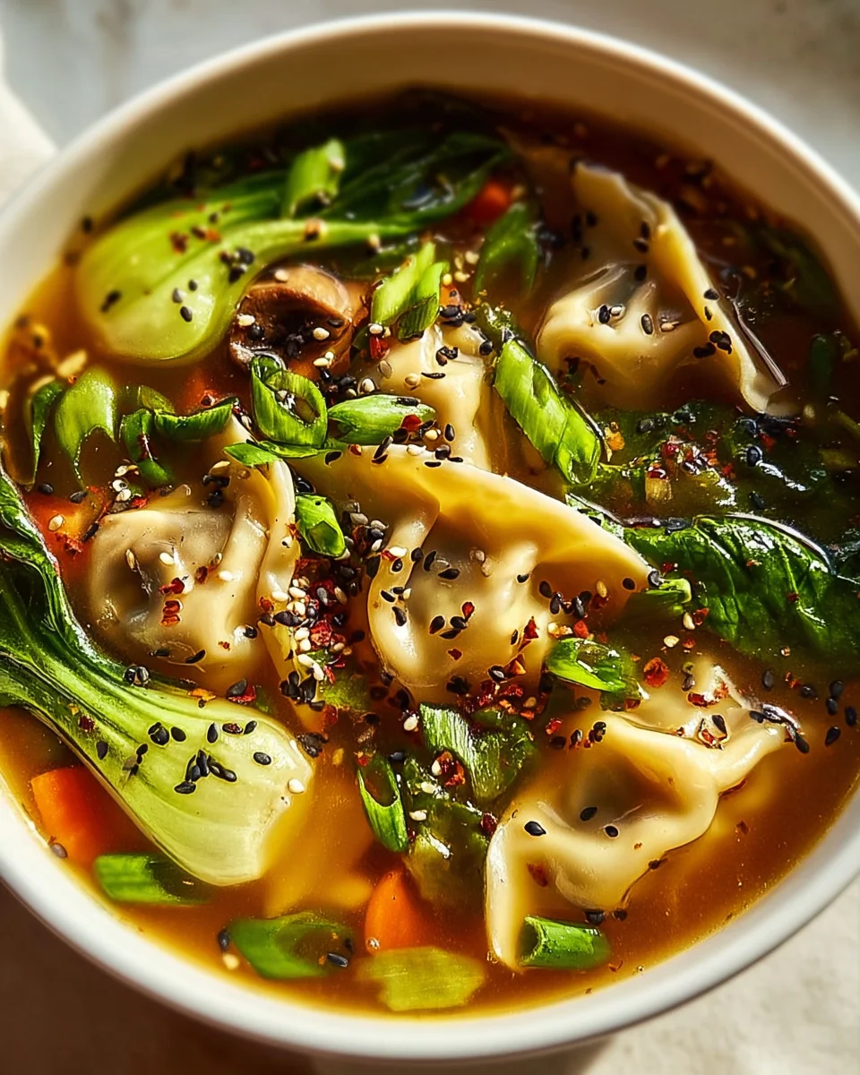 Delicious & Easy Asian Dumpling Potsticker Beef Soup