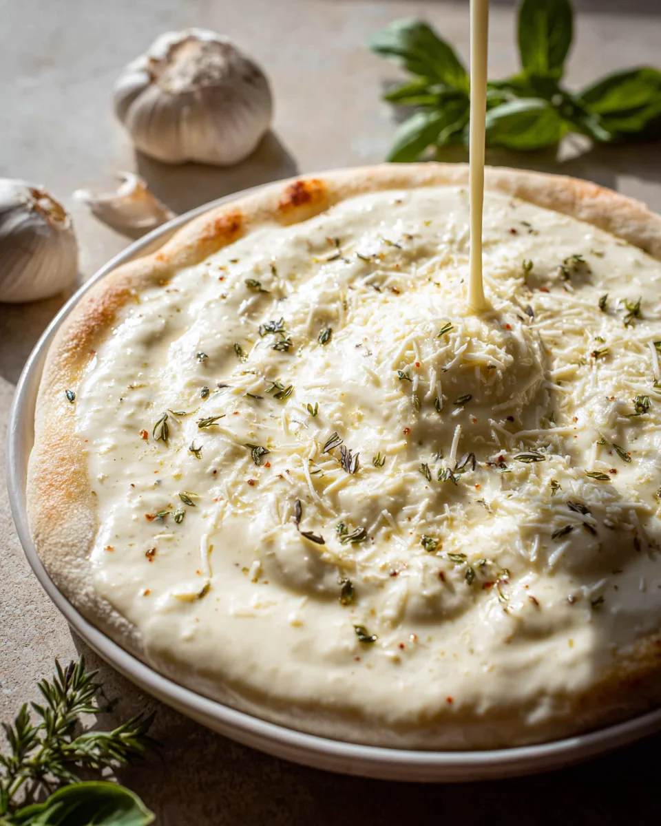 Creamy White Garlic Pizza Sauce for Homemade Pizza