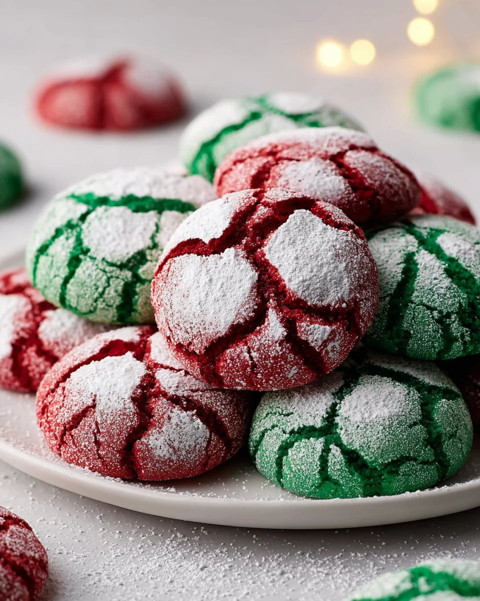 Festive Red and Green Crinkle Cookies Recipe for the Holidays