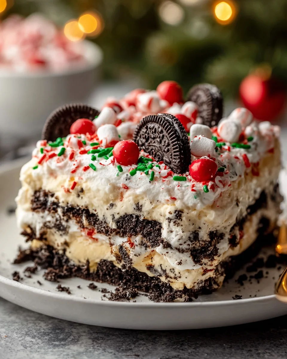 No Bake Christmas Oreo Lasagna Recipe for Holiday Delight