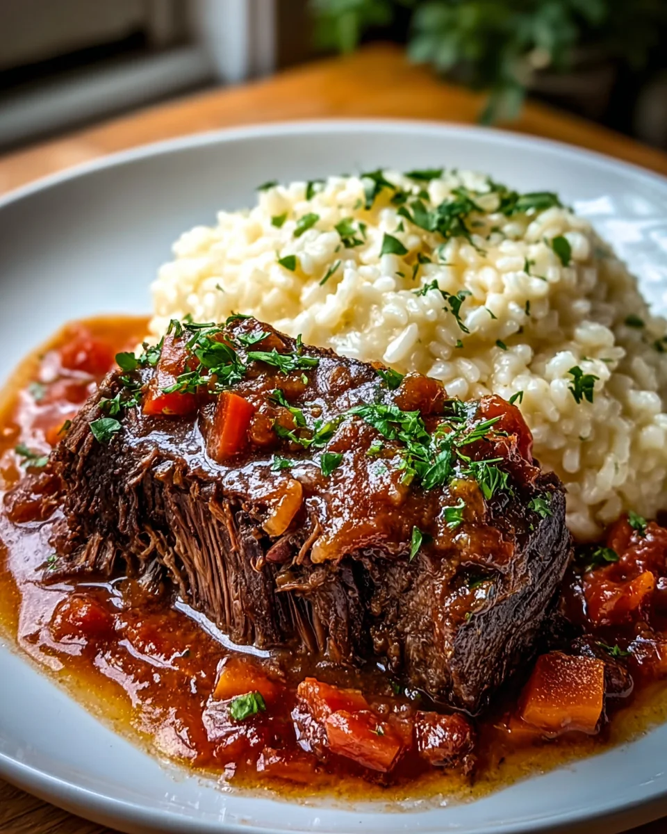 Tender Italian Beef Pot Roast with Creamy Risotto