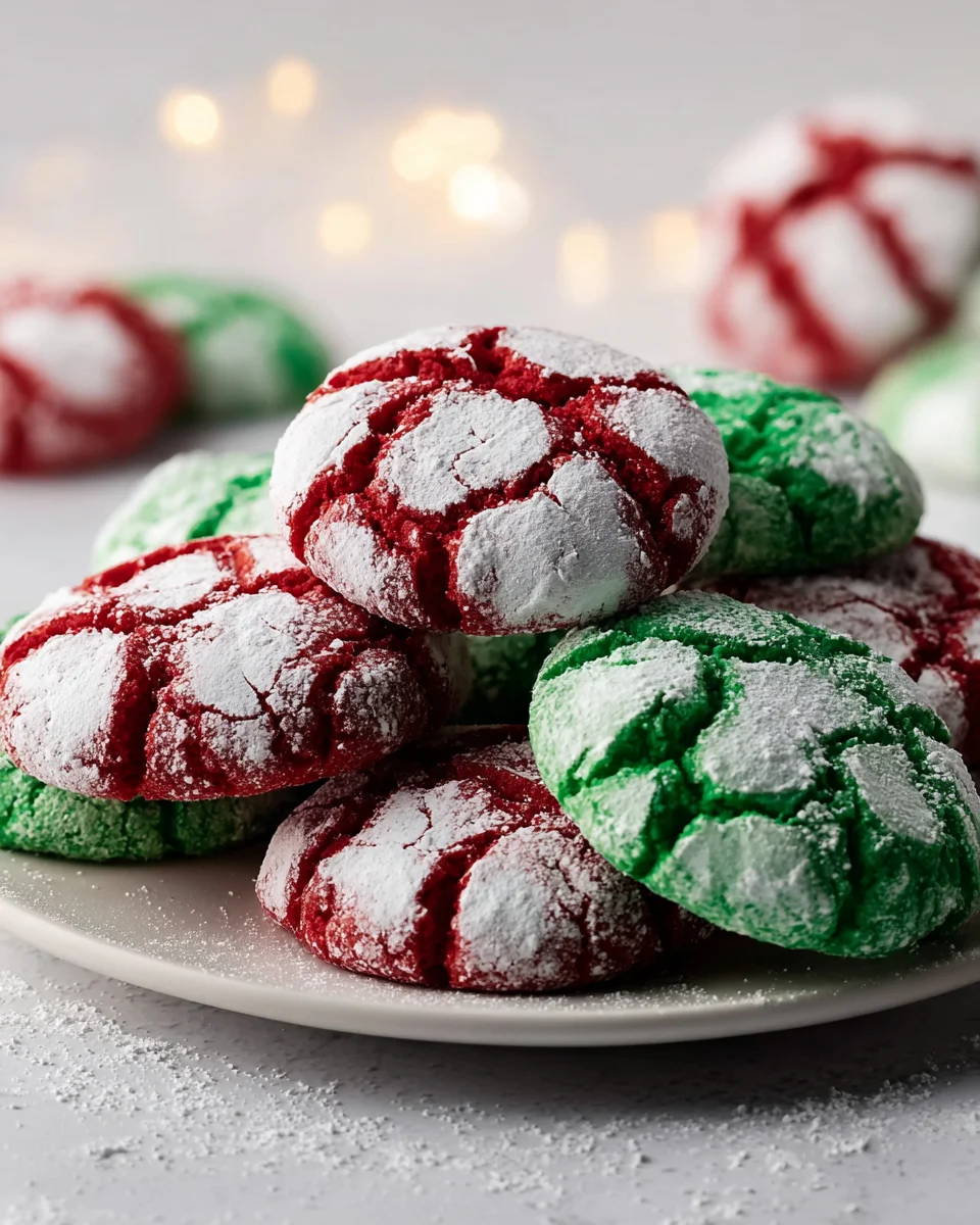 Festive Red and Green Crinkle Cookies Recipe for the Holidays