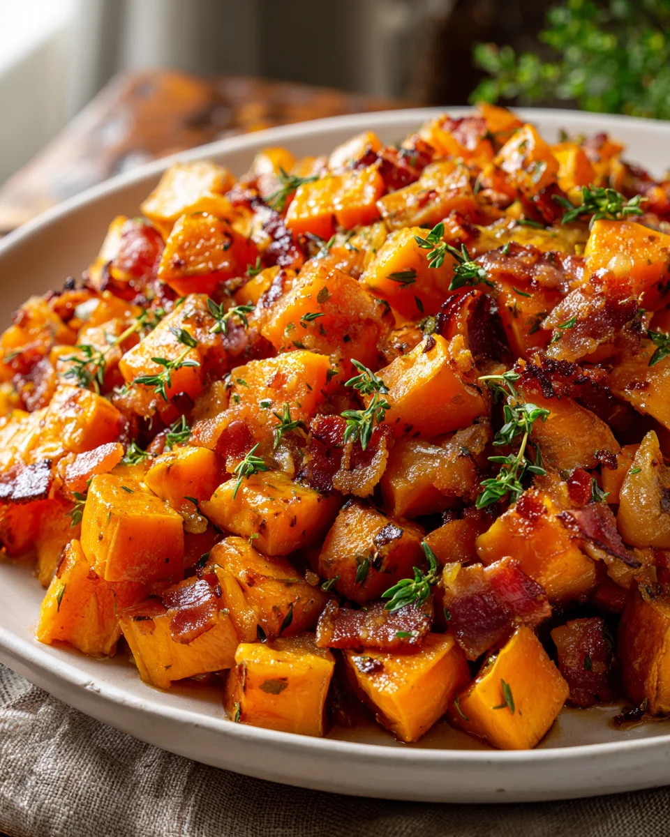 Delicious Maple Glazed Sweet Potatoes with Beef Bacon Recipe
