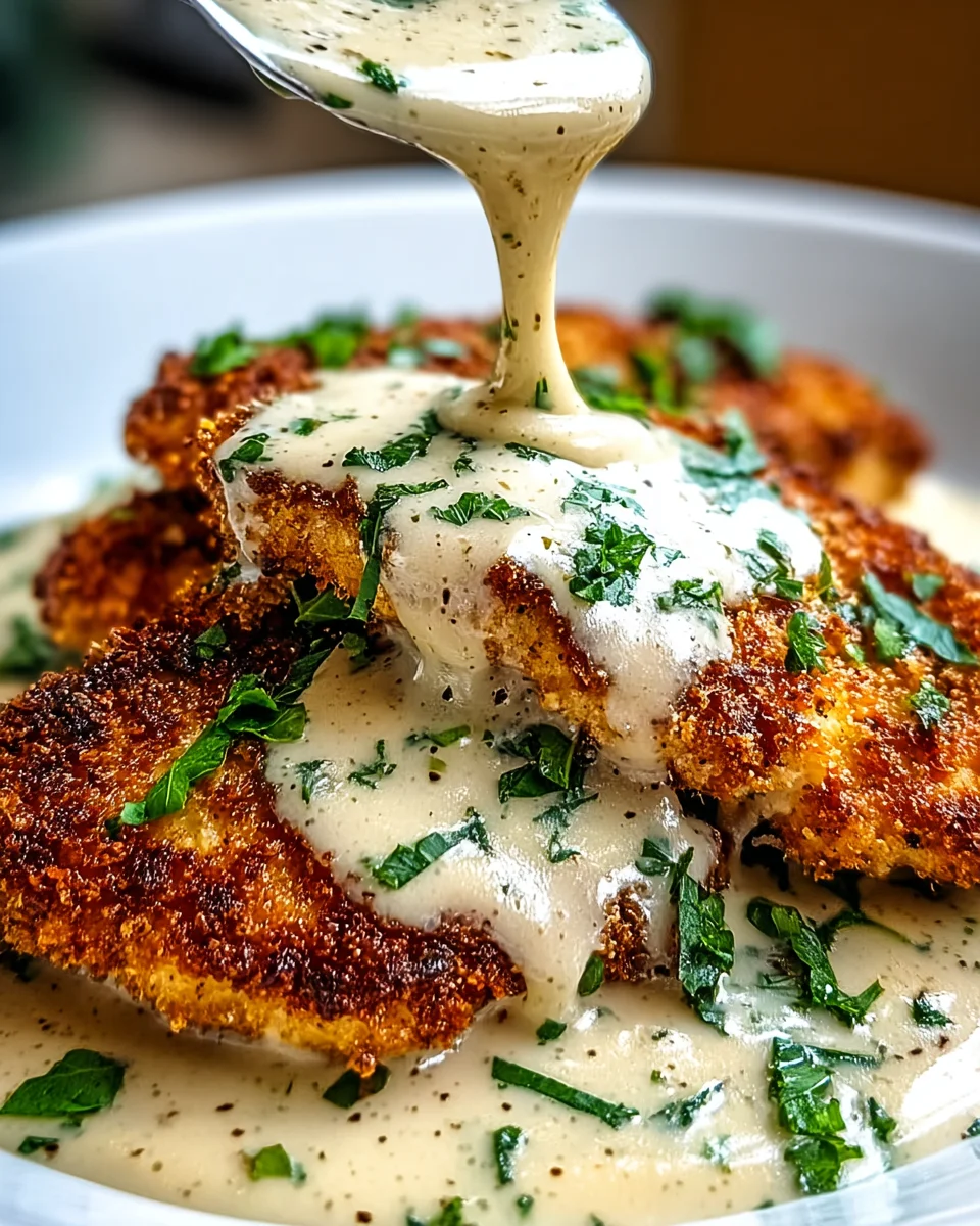 Crispy Parmesan Crusted Chicken & Creamy Garlic Sauce