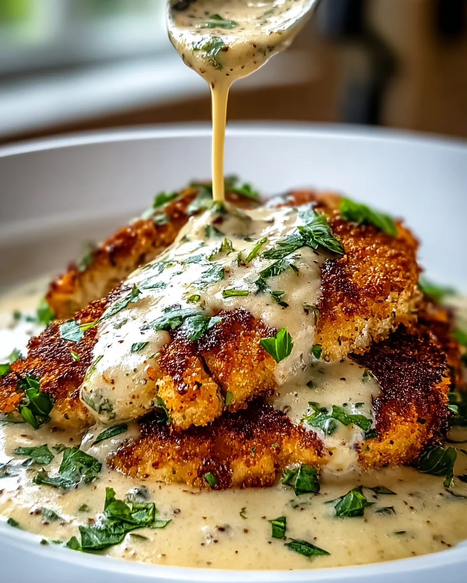 Crispy Parmesan Crusted Chicken & Creamy Garlic Sauce