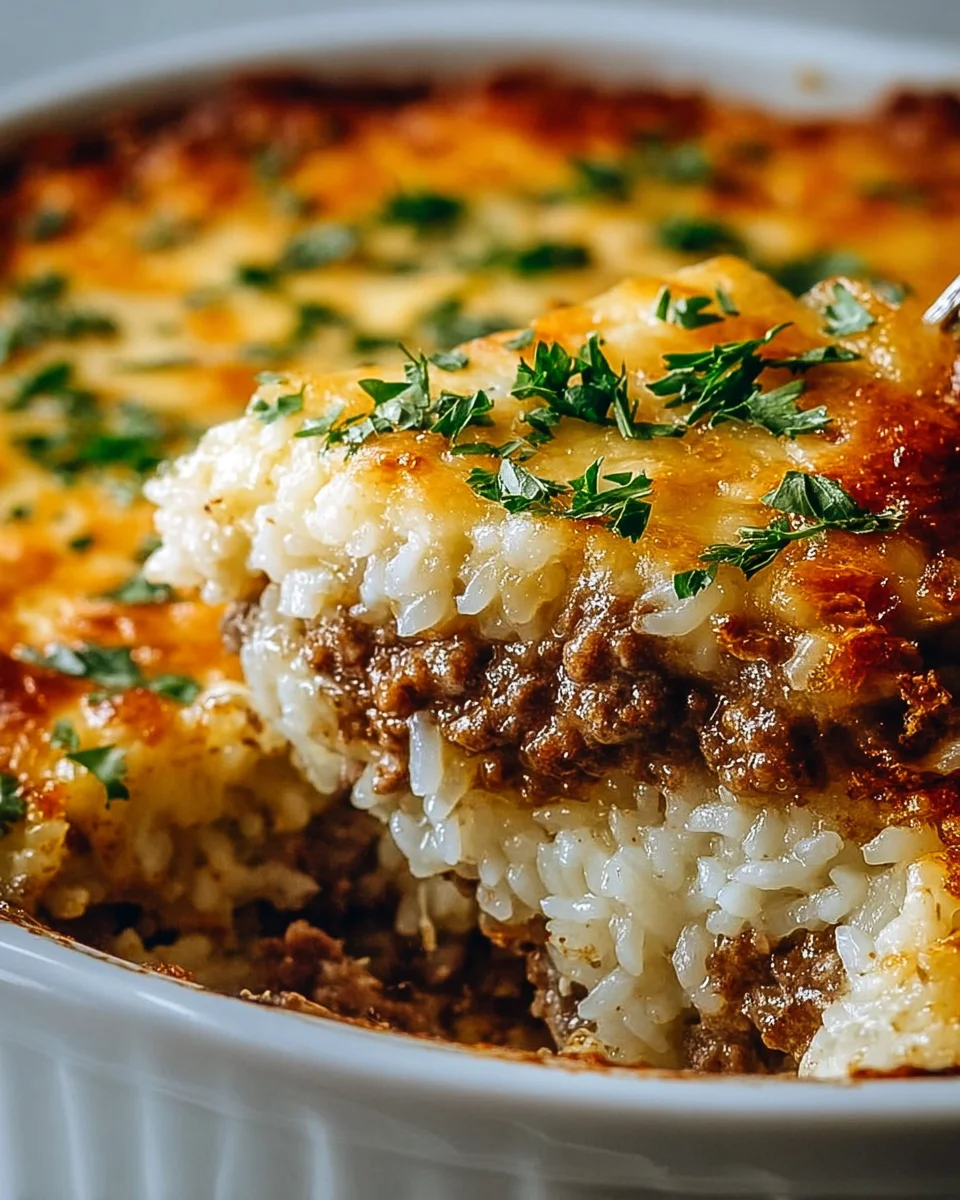 Savory French Onion Ground Beef and Rice Casserole Recipe