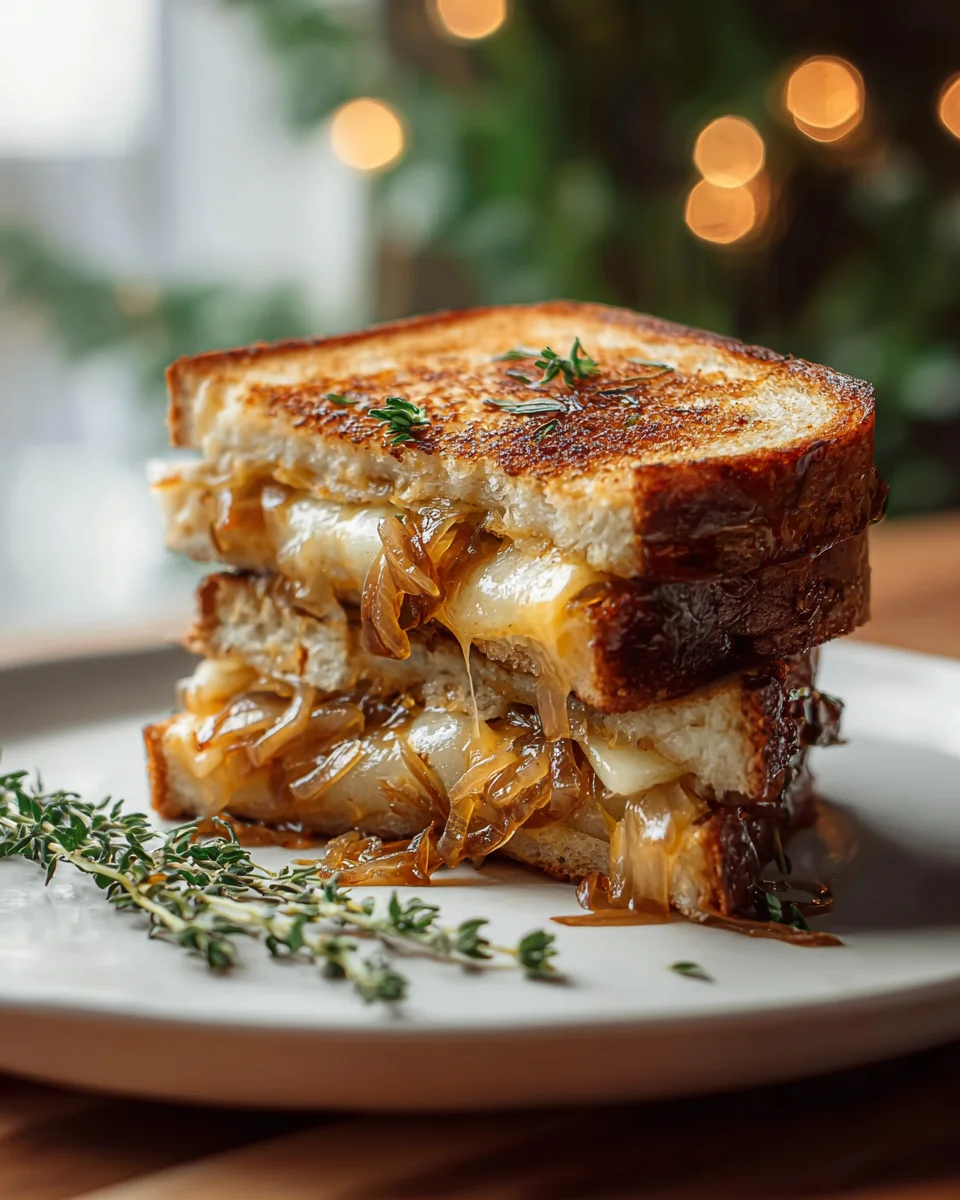 Mouthwatering Pear Apple Grilled Cheese w/ Caramelized Onions