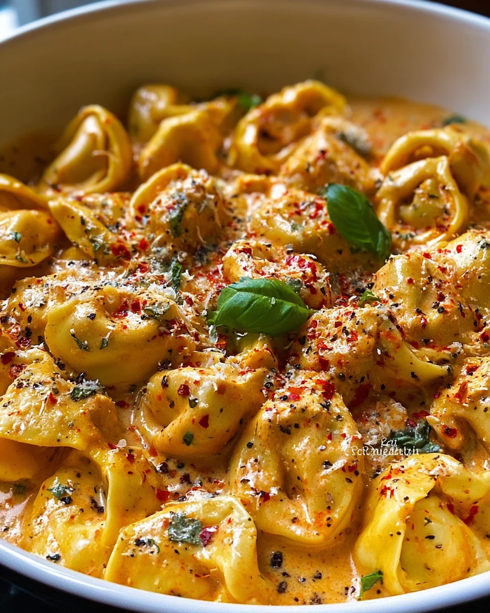 One Pot Spicy Garlic Butter Chicken Tortellini Recipe Delight