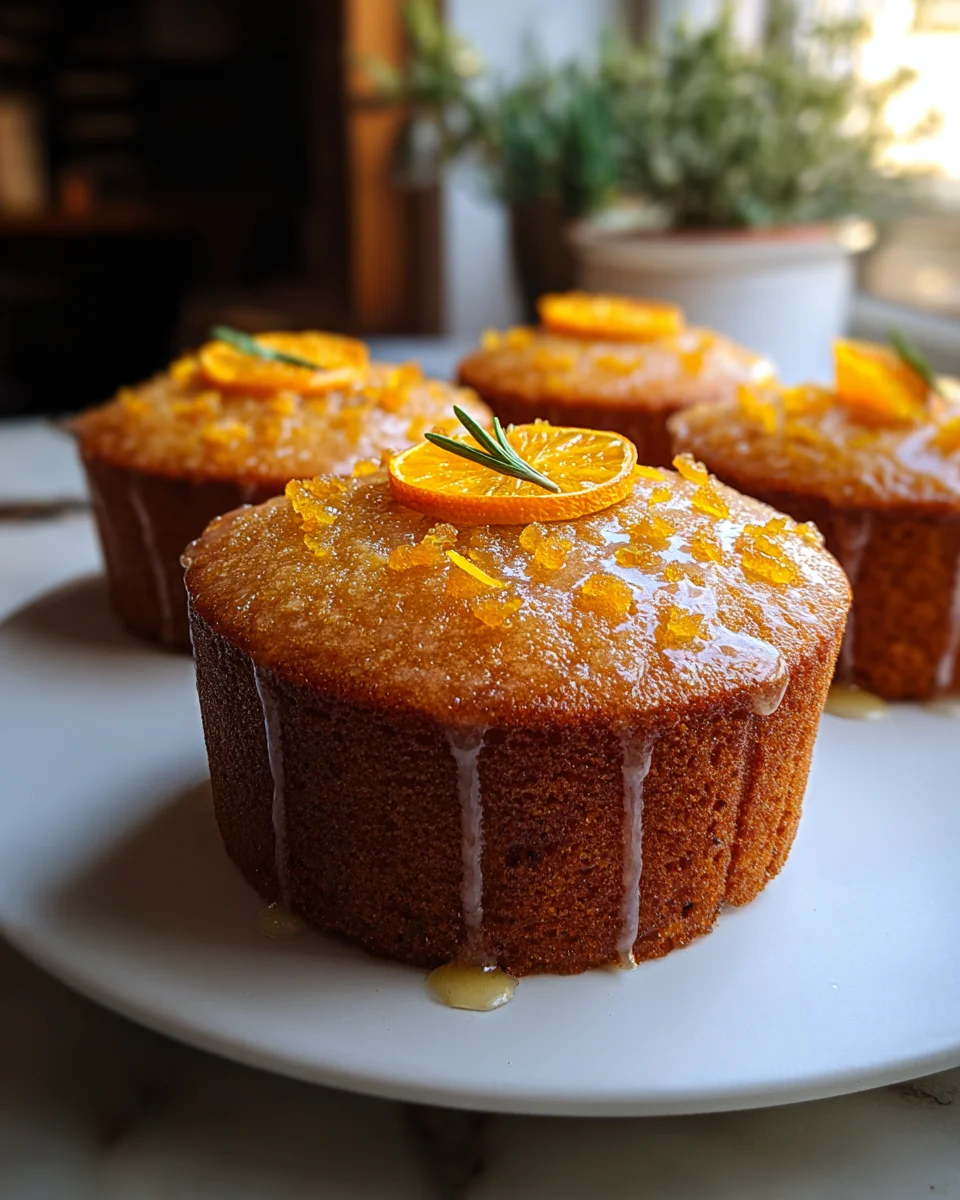 Delicious Orange Honey Cakes with Gin Extract Flavor