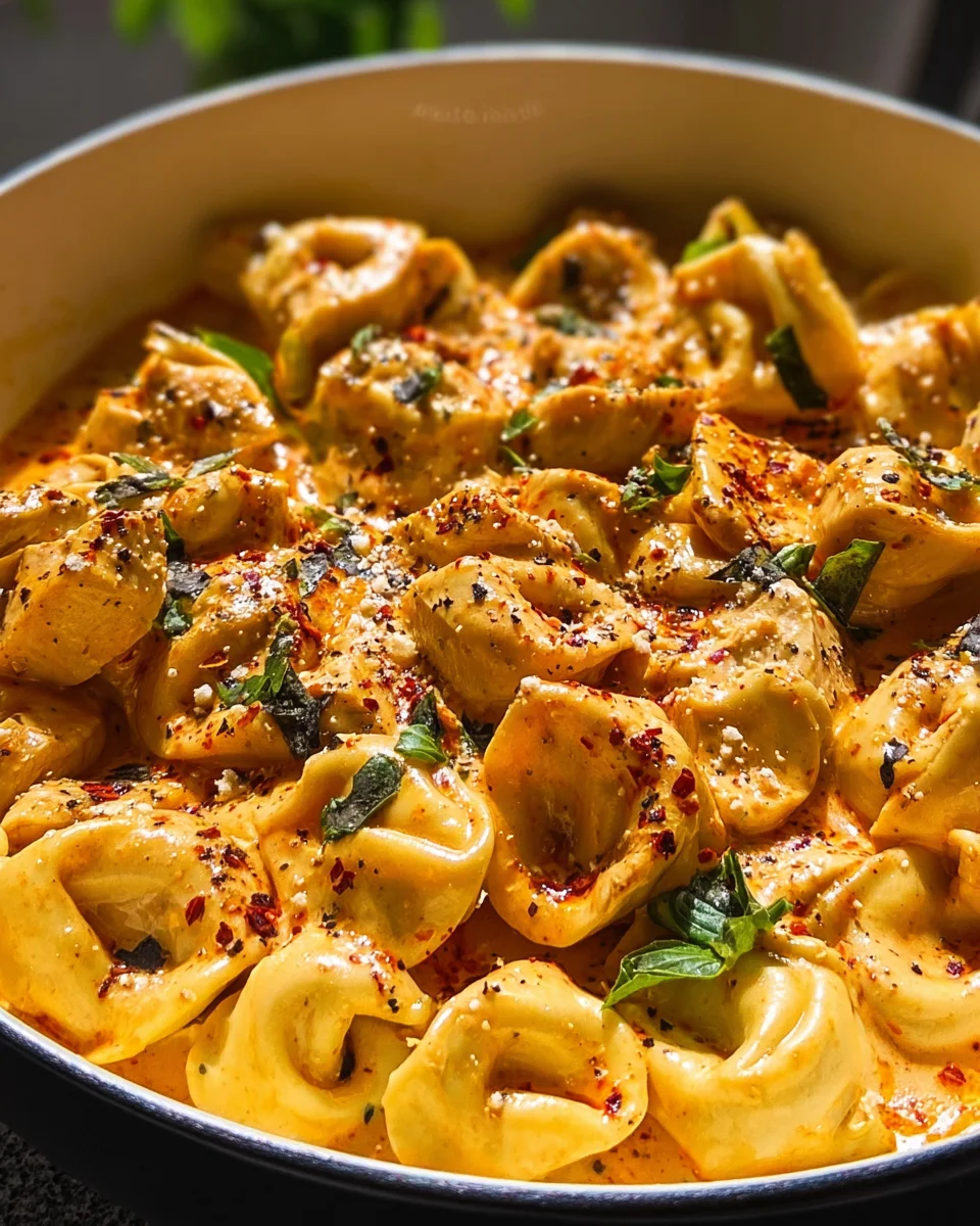 One Pot Spicy Garlic Butter Chicken Tortellini Recipe Delight