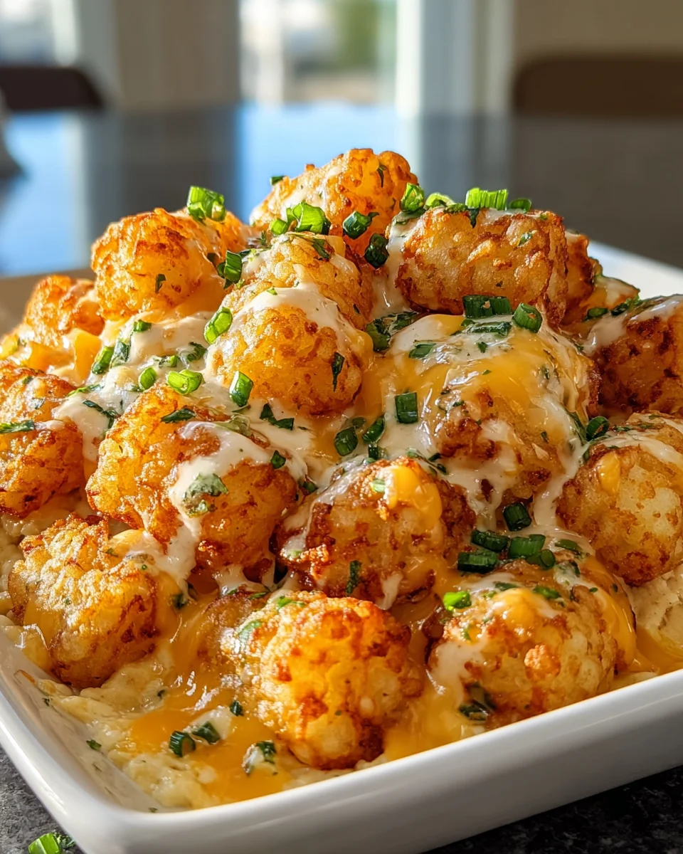 Cheddar Ranch Chicken Tater Tot Bake - Easy Comfort Food Recipe
