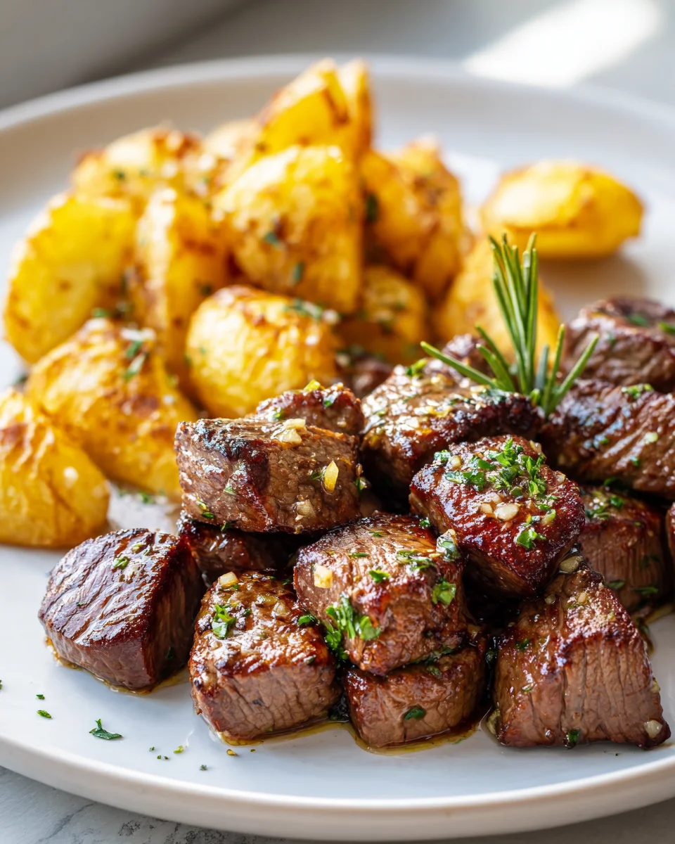Best Garlic Butter Steak Bites with Crispy Potatoes