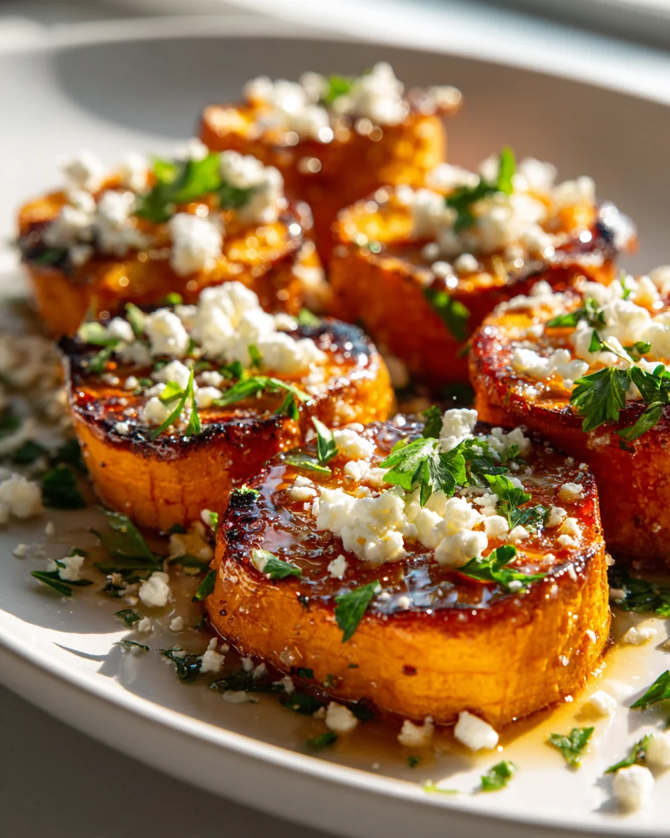 Roasted Sweet Potato Rounds with Honey Feta Delight