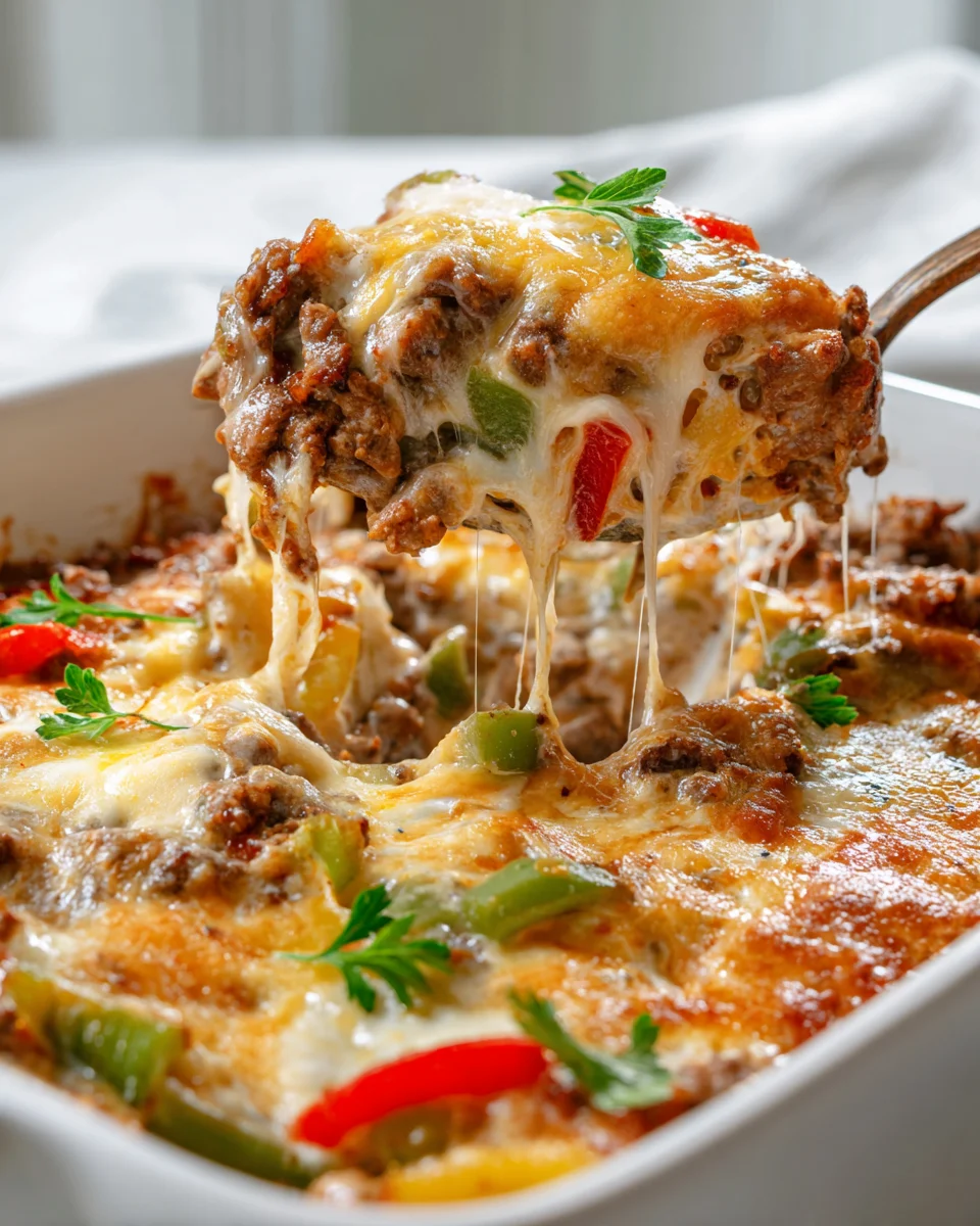 Easy & Delicious Low Carb Philly Cheesesteak Casserole